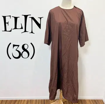 ELIN 에린(38) 브라운/반팔/둥근넥/밑단 끈 장식/롱 기장/원피스