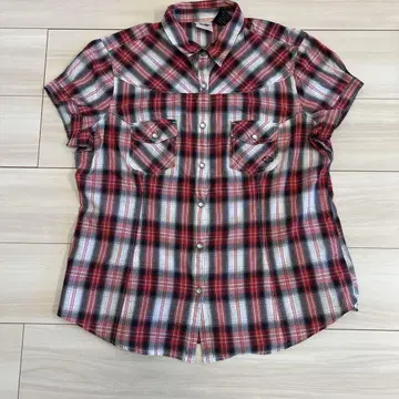 Harley-Davidson 반팔 체크 셔츠 XL 여성용
