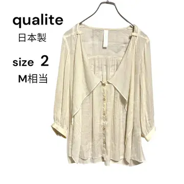 qualite 플레어 실루엣 블라우스 2 (M) 일본제 페미닌 비침