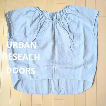 URBAN RESEACH DOORS 린넨 100% 개더 넥 블라우스