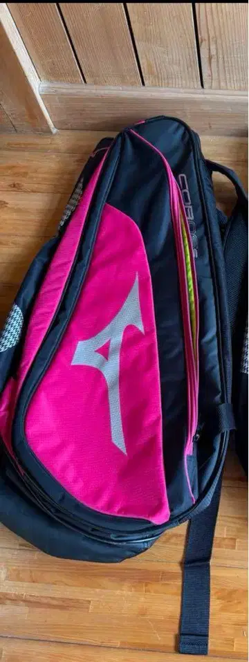 Mizuno 테니스 라켓 가방 블랙 앤 핑크