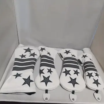 드라이버용 커버 우드용 커버 UT용 커버 4점 세트 별 패턴 화이트 2