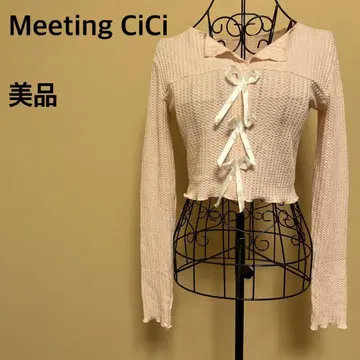 [새상품급] Meeting CiCi / 숏 기장 니트탑 / 핑크 / 리본