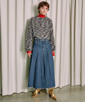 Pleated Denim Skirt MAISON SPECIAL