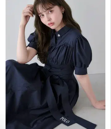 dazzlin [ POLOBCS 콜라보 ] 코르셋 스위칭 셔츠 원피스