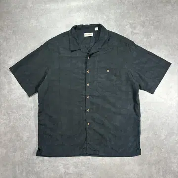Caribbean 블랙 오픈 카라 셔츠 XL 사이즈 폴리 셔츠