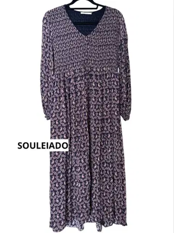 새상품급 소레이야드 SOULEIADO 페이즐리 무늬 롱 원피스 실크 혼방