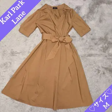컬 파크레인 베이지 셔츠 원피스 반팔 A라인 카슈쿨 M