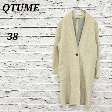 R4472 QTUME [38] 노카라 롱 코트 V넥 울