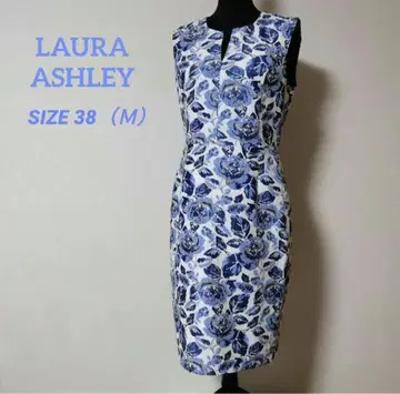 LAURA ASHLEY 슬리브리스 원피스 꽃무늬 화이트 x 블루