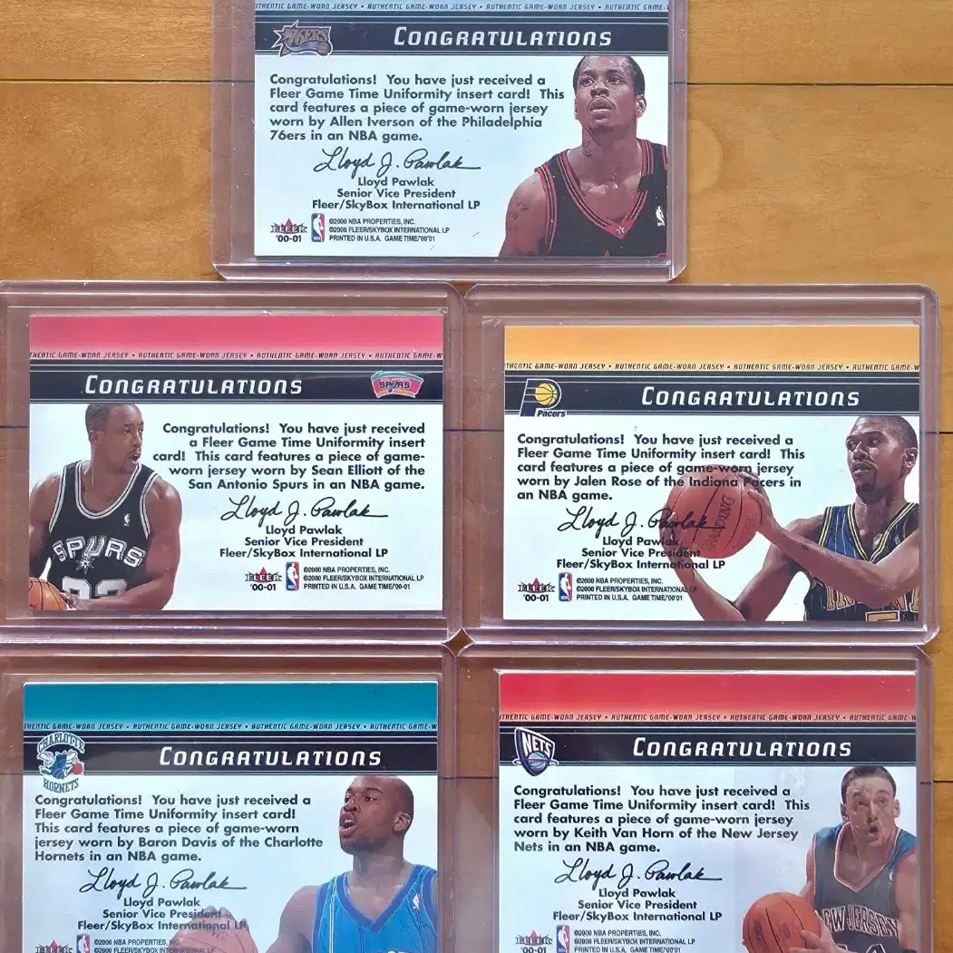 NBA Nba Game Uniform Card 5 Sheets (Fleer Game Time Unifor  #알렌아이버슨,#져지카드,#5장일괄 on Bunjang Global Site., image size:1051x1051