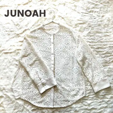 JUNOAH 고급/노카라 레이스 셔츠/루즈핏