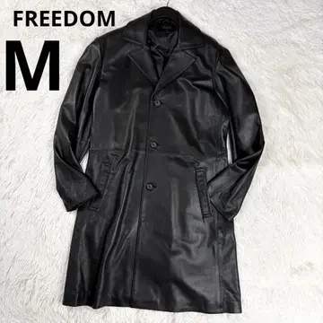 새상품급 FREEDOM 블랙 가죽 롱 코트 M