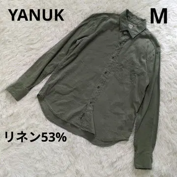 [새상품급] 야누크 긴팔 셔츠 린넨 카키 M 스트레치
