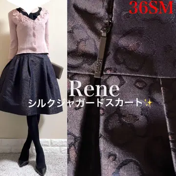 Rene 르네 TISSUE 플라워 자카드 실크 타프타 스커트 36