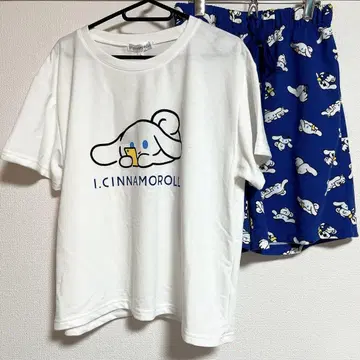 아이시나 시나몬 돈키 룸웨어 티셔츠 숏팬츠 화이트 x 파랑 L