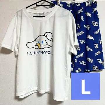 아이시나 시나몬 돈키 룸웨어 티셔츠 숏팬츠 화이트 x 파랑 L