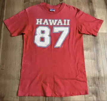 USA 빈티지 Hanes Hawaii 87 싱글 스티치 티셔츠