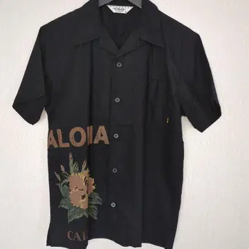 CALEE Aloha 프린트 반팔 셔츠 블랙