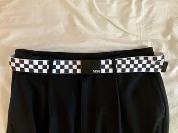 VANS 체커보드 패턴 벨트 화이트/블랙