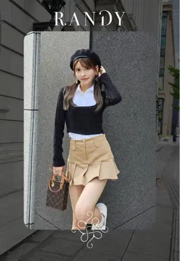 Randy 베이지 플리츠 스커트 미니
