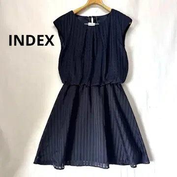 새상품 INDEX 인덱스 슬리브리스 원피스 쉬폰 네이비 M