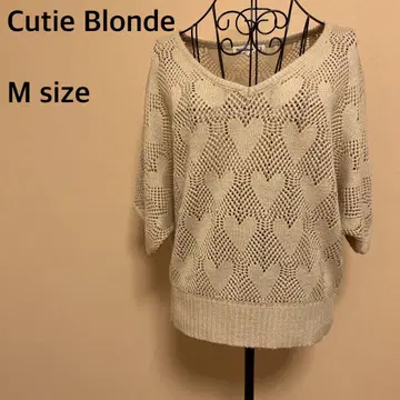 [ Cutie Blonde ] 하트 무늬 니트탑 / 메쉬 / 베이지