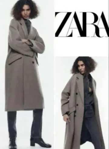 새상품급 ZARA 자라 만테코 롱 오버 사이즈 코트 그레이 1