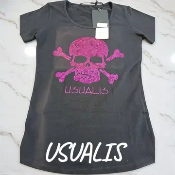 [새상품] 하자품 USUALIS 스컬 디자인 T셔츠 사이즈 38