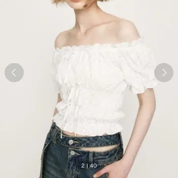 코튼 레이스 퍼프 슬리브 상의 여름옷 반팔