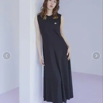 furfur 로고 자수 슬리브리스 컷 원피스