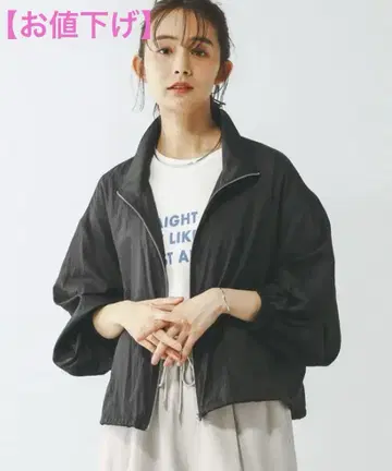 GLOBAL WORK 에어카루 시어 스탠드 블루종 흑먹색