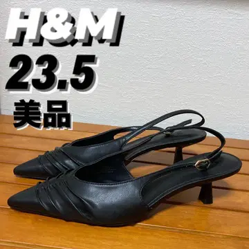 새상품급 23.5 H&M 인조 가죽 블랙 펌프스 뮬 샌들