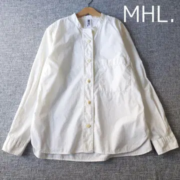 MHL. 최근 모델 박스 실루엣 밴드 카라 셔츠 아이보리