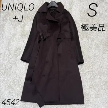 UNIQLO +J 캐시미어 블렌드 랩 롱 코트 브라운 S
