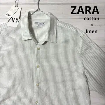 ZARA 린넨-코튼 혼방 셔츠 스트라이프 긴팔 자라