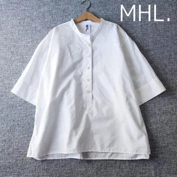 MHL 최근 모델 박스 실루엣 풀오버 밴드 칼라 셔츠