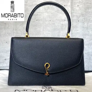 [새상품급] MORABITO BLACK 가죽 골드 금장 장식 핸드백