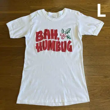 80년대 USA 제작 BAH HUMBUG 링거 셔츠 L 화이트 코튼