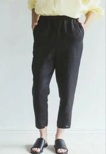 fog linen work 블랙 린넨 팬츠