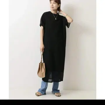 Spick & Span 블랙 심플 미디 원피스
