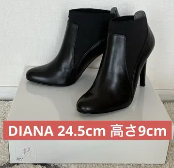 새상품급 DIANA 다이애나 24.5cm 천연 가죽 숏부츠 블랙 9cm