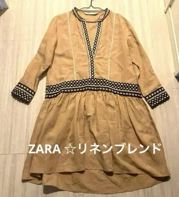 ZARA 자라 린넨 블렌드 원피스 에스닉 자수 튜닉