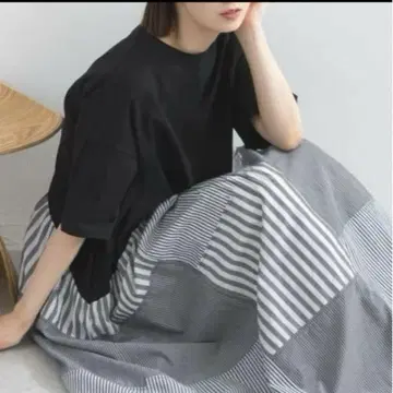Lupilien 접촉 냉감 삼각 패치워크 원피스 블랙