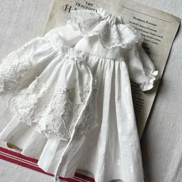 화이트 코튼 원피스 브라이스 아웃핏 핸드메이드 인형 옷