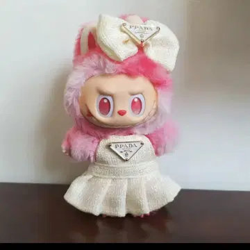 labubu 라부부 인형 옷 화이트 드레스 리본 포함
