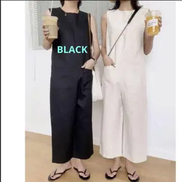 M 사이즈 벌스데이 바쉬 블랙 슬리브리스 올인원 린넨 100
