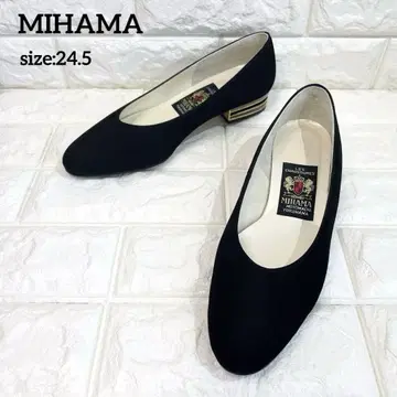 새상품급 MIHAMA 미하마 스웨이드 펌프스 청키힐 블랙 24.5