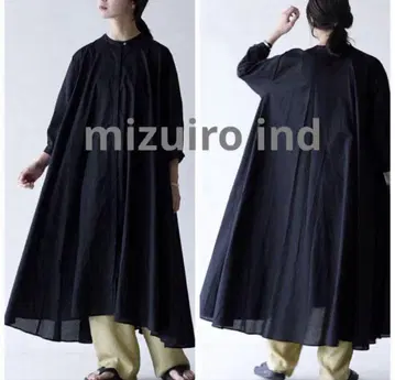 [새상품급] mizuiro ind 스탠드 카라 롱 원피스 블랙