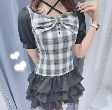 evelyn 빅 리본 티어드 원피스 하라주쿠 한정
